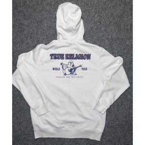 True Religion Buddha Logo World Tour Zip-Up Hoodie white large Y2K